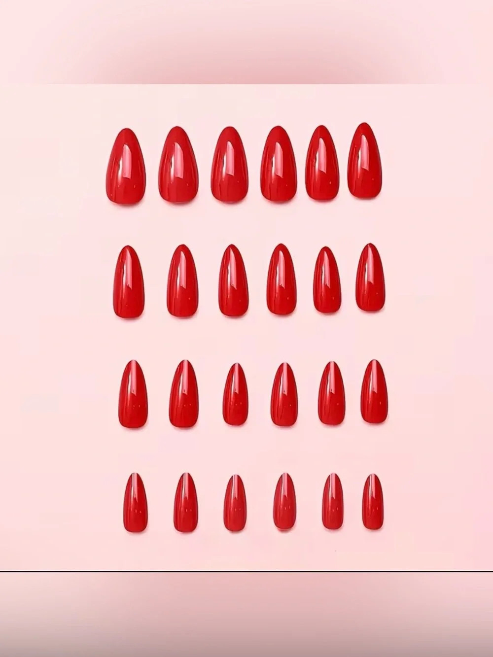 Classic Glossy Red Almond Nails